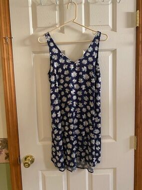 Old Navy Navy Floral Slip Dress with White Daisies